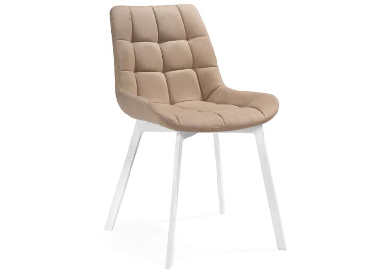Стул на металлокаркасе Челси белый / бежевый (50x60x80). 