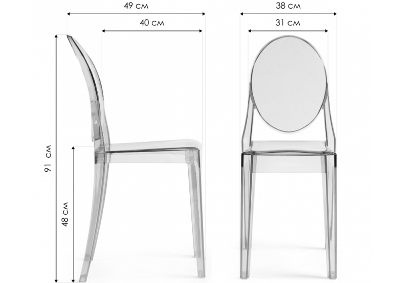 Пластиковый стул Victoria clear gray (38x49x91)