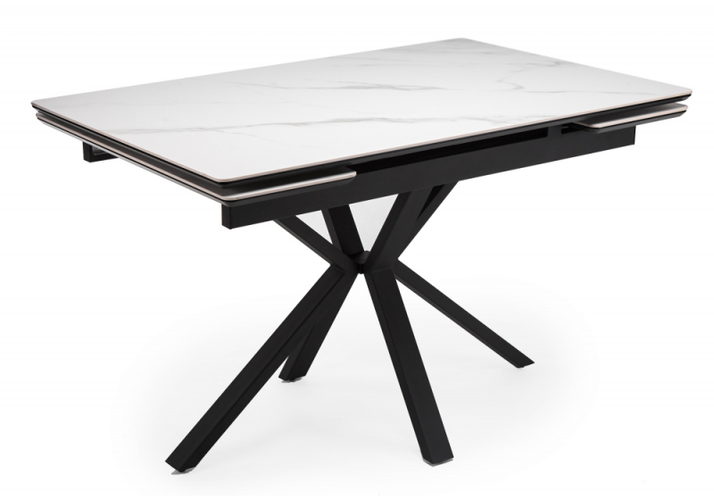 Керамический стол Старлайт 120(180)х80 snow alpin / черный (80x75). 