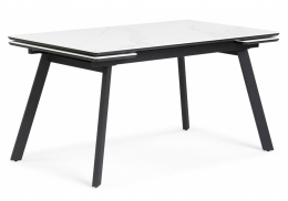 Керамический стол Норман 120(180)х80 snow (alpin) white / черный (80x75)