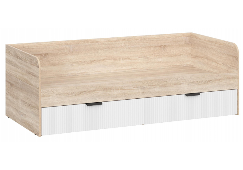 Кровать Стокгольм КРД03-90 90х200 дуб сонома / line софт пломбир (93,2x). 