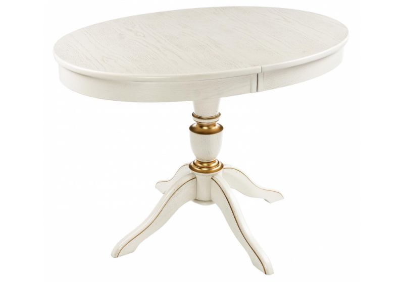 Стол деревянный Arno молочный с золотой патиной (75x76). 